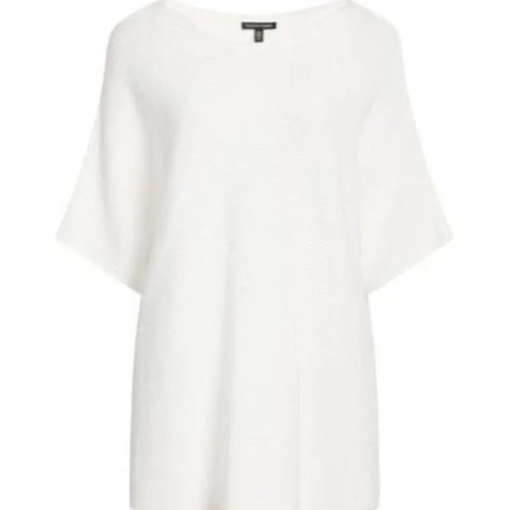 Eileen Fisher White 100% Organic Cotton Knit Boxy Top XL